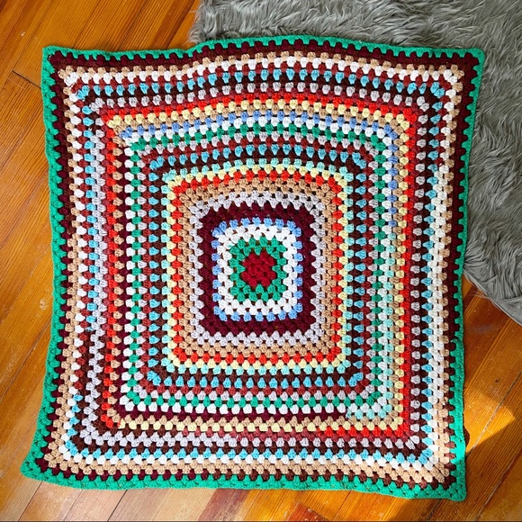 Vintage 60s 70s Granny Square Throw Blanket - Picture 2 of 5